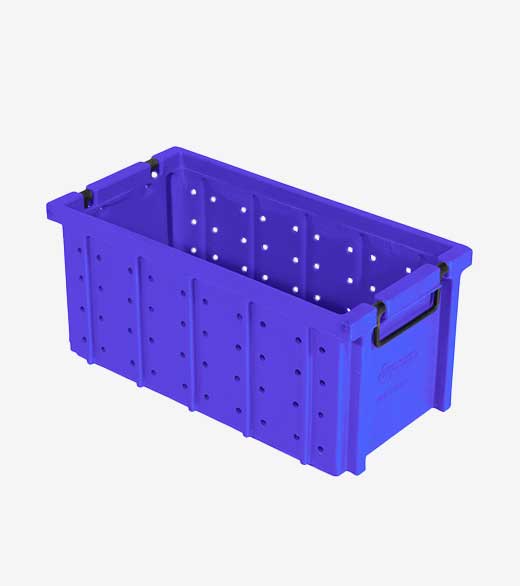 Bearing crate with metal handle
